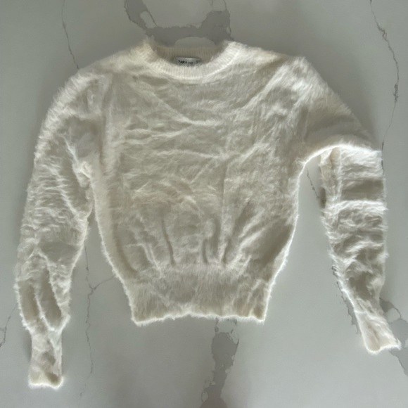 Zara white fuzzy sweater! - Picture 2 of 5